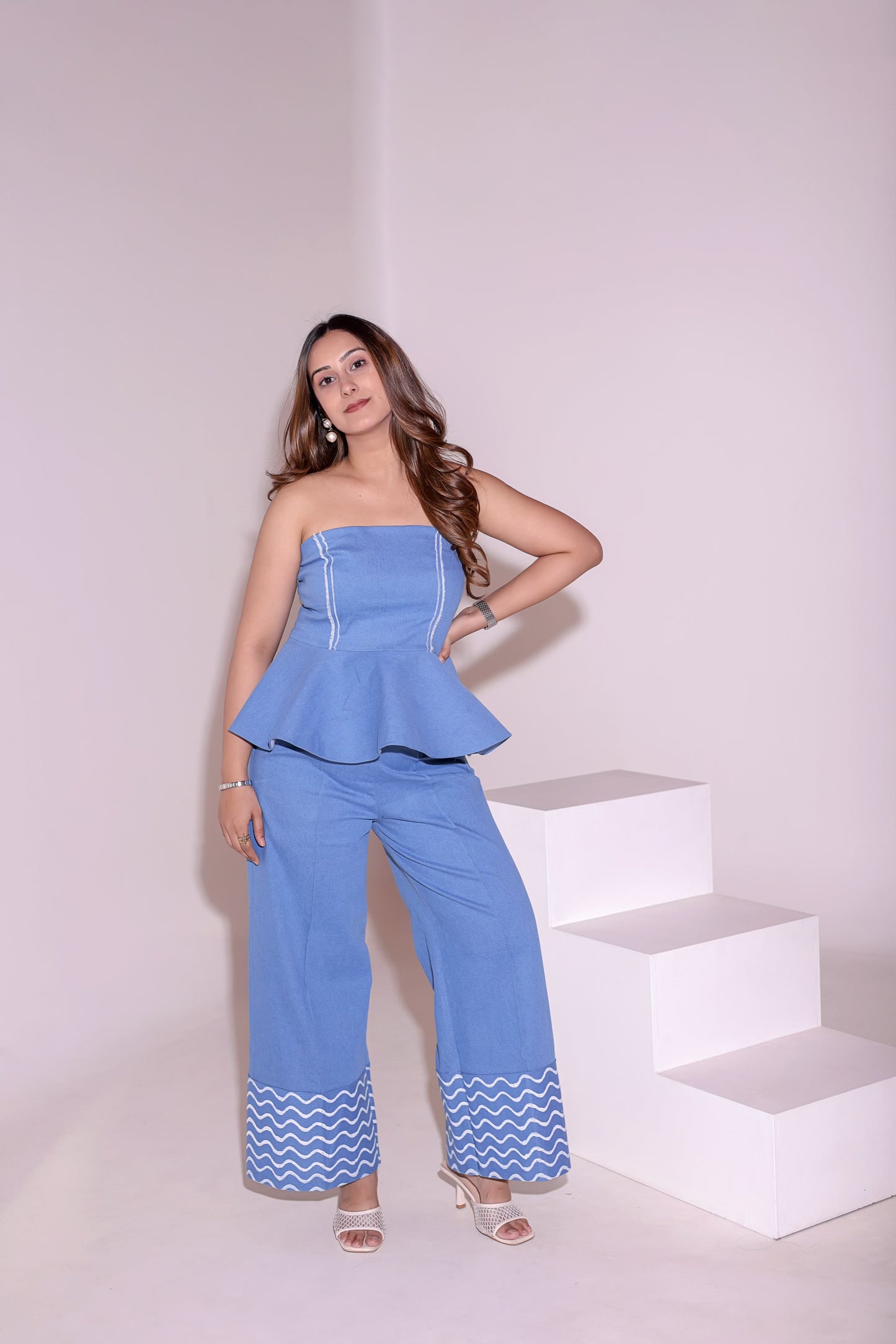 Leher Peplum Denim Top