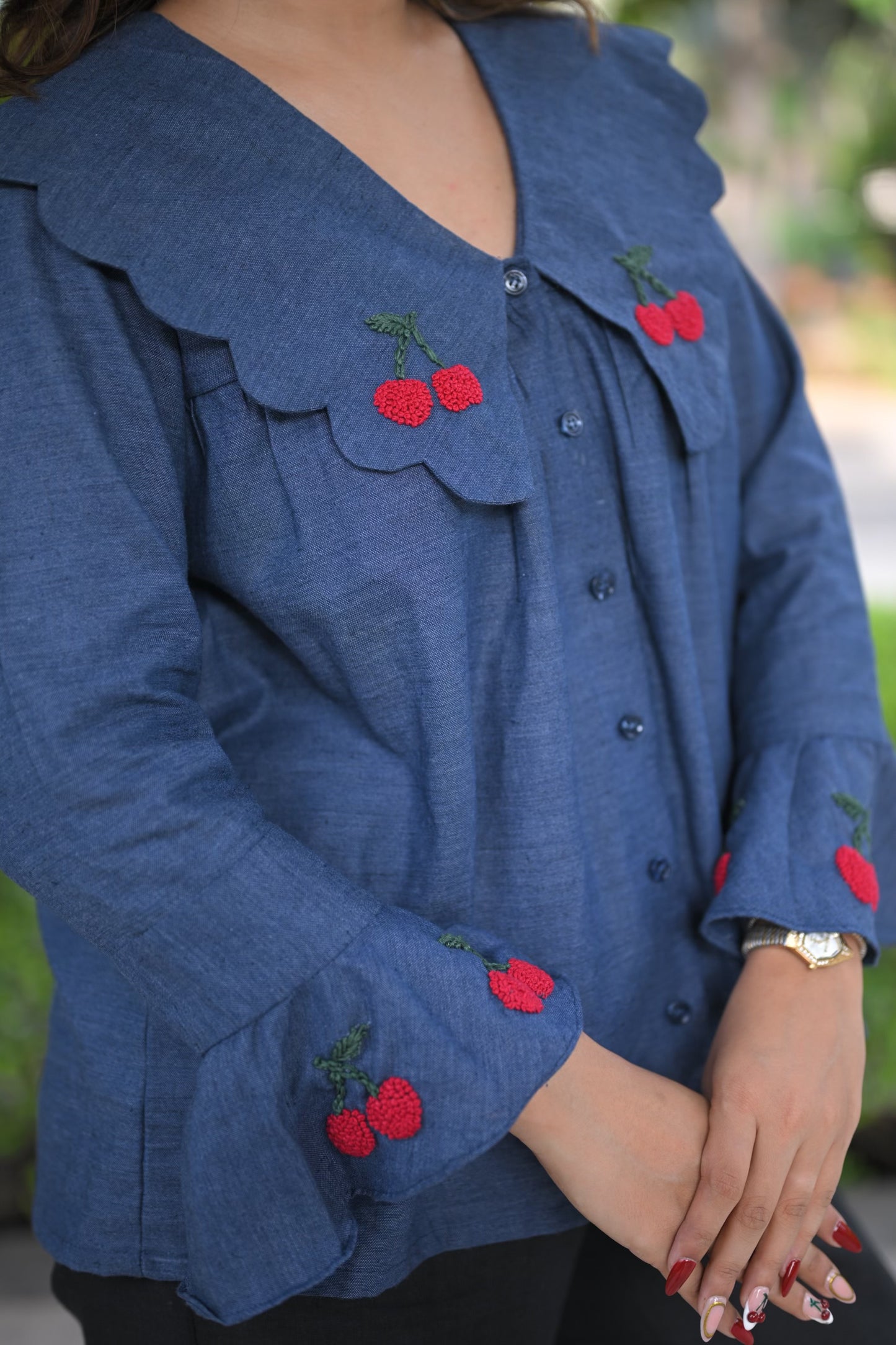 Namita Denim Cherry Top