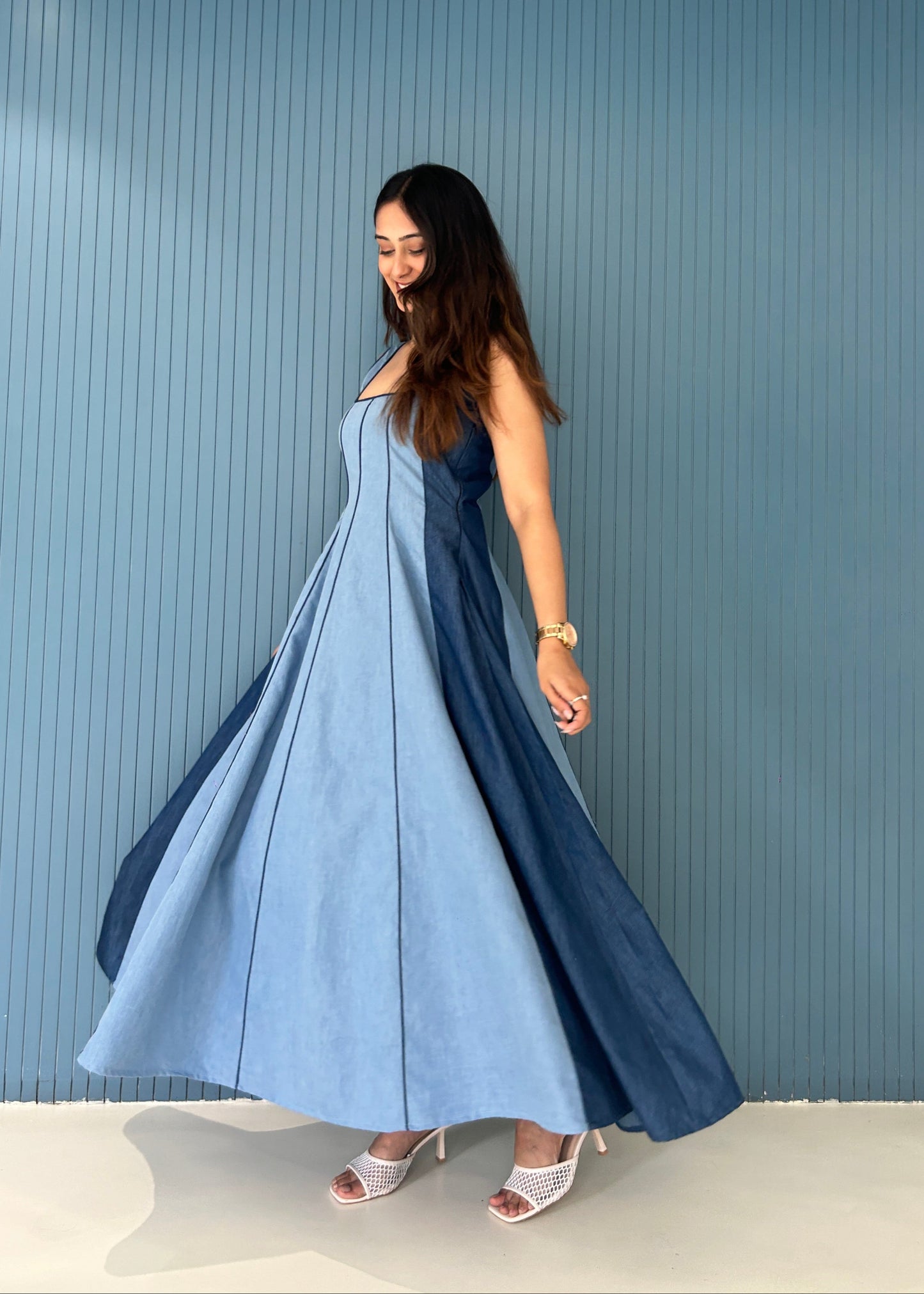 DUAL DENIM DRESS