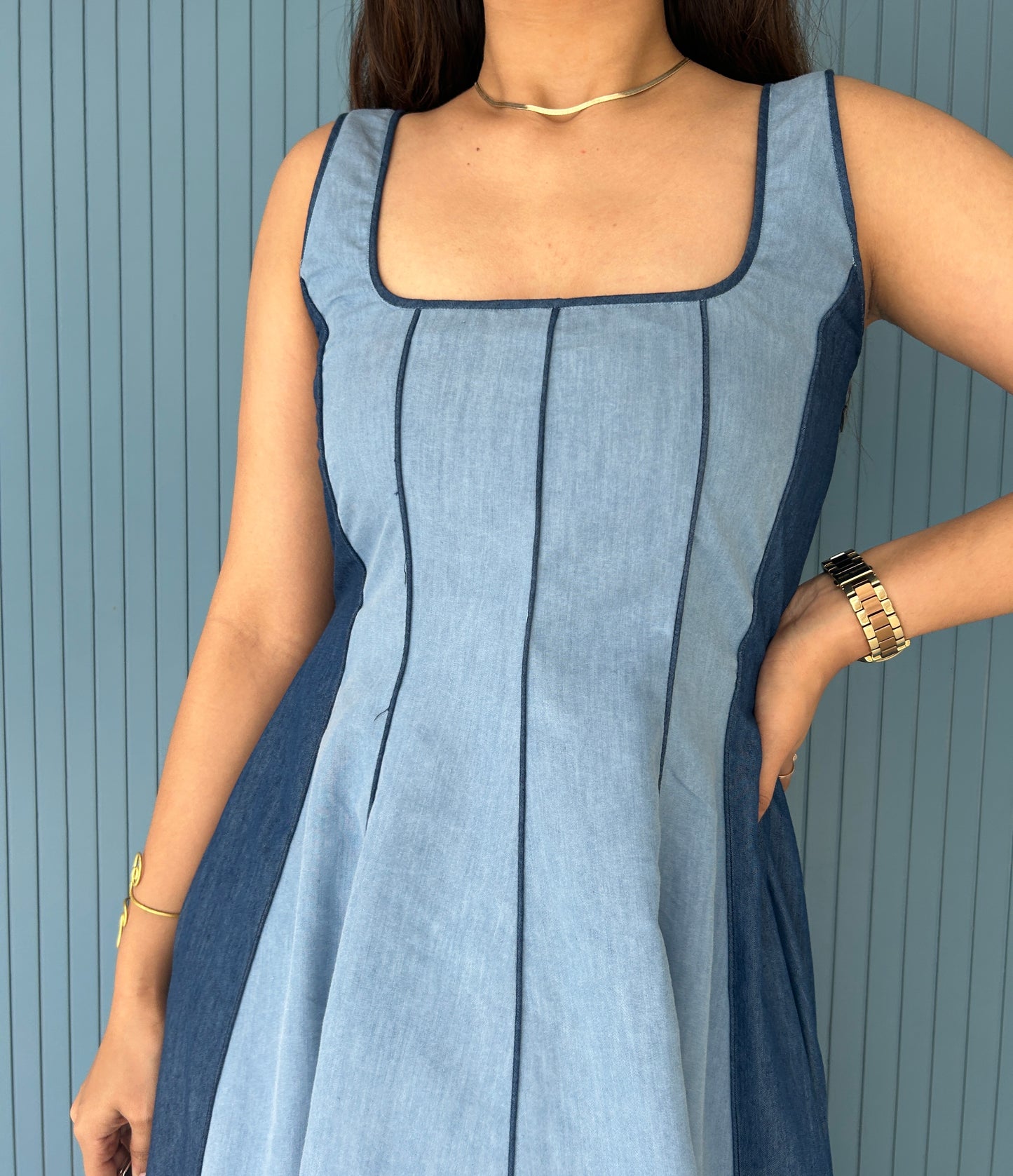 DUAL DENIM DRESS