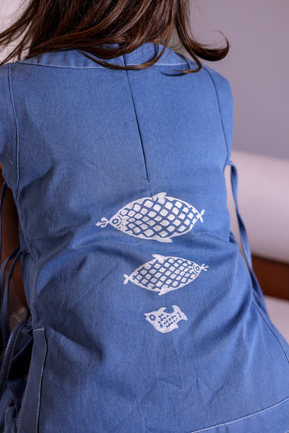 Matsya Block Print Denim Set