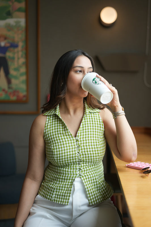 MATCHA GINGHAM TOP