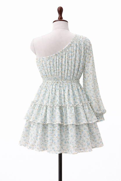 Blue one-shoulder dress - S