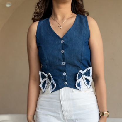 DENIM BOW VEST