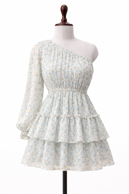 Blue one-shoulder dress - S