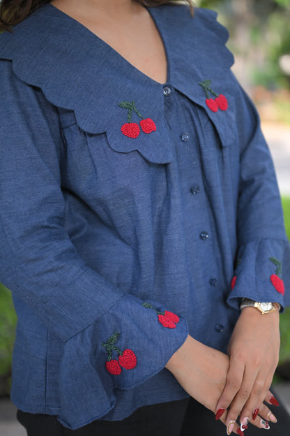 Namita Denim Cherry Top