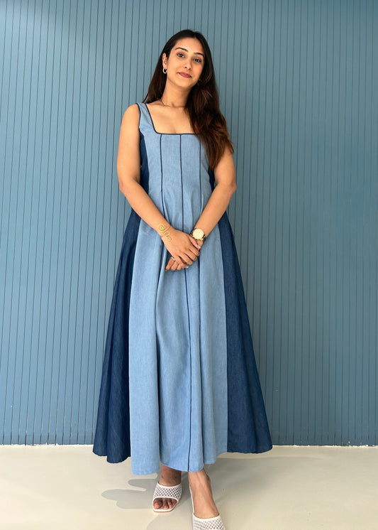 DUAL DENIM DRESS
