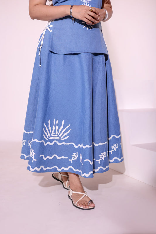 Dariya Block Denim Skirt